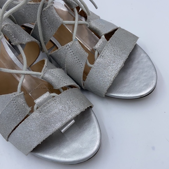 Euc Naturalizer Felicity Leather silver block heel lace up Sandals 6 - Picture 5 of 9
